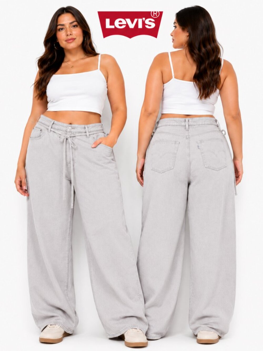 Levi's XL Straight Lightweight Linen Pants 32x31 Crystal Gray Baggy Tie Waist